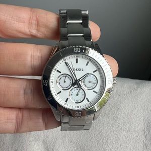 Silver Fossil Medium Sized Face Watch